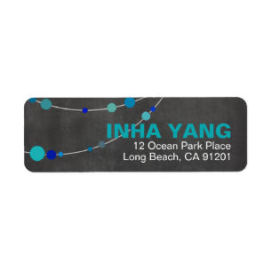 Stylish Strands   chalkboard blue teal Label