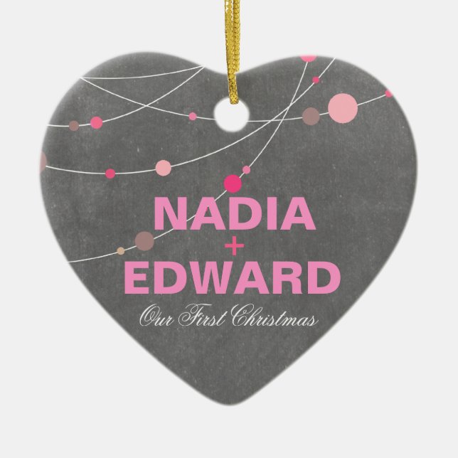Stylish Strands | chalkboard pink Photo Ceramic Ornament (Front)