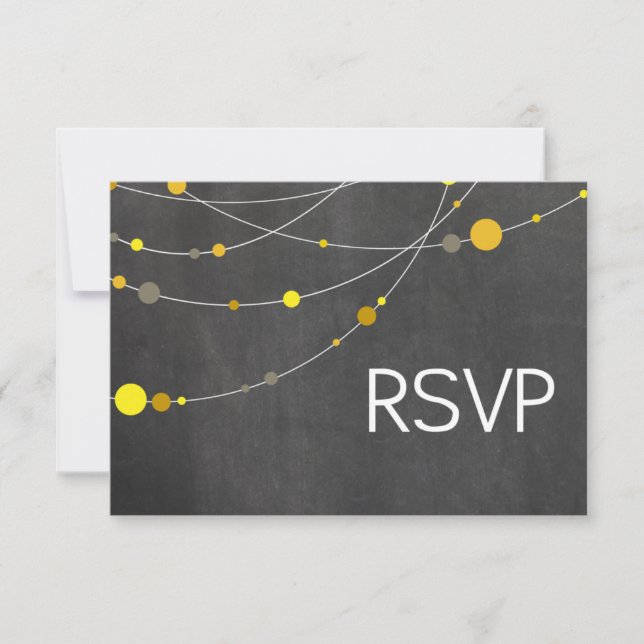 Stylish Strands RSVP chalkboard yellow Card (Front)