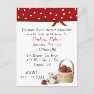 Stylish Strawberries Tea Party Invitation