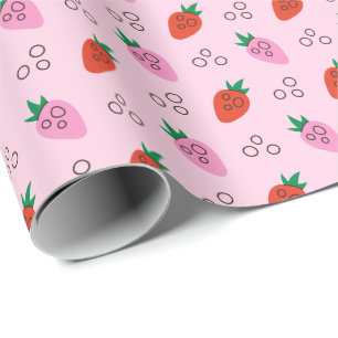 Stylish Strawberry Pattern Wrapping Paper Roll