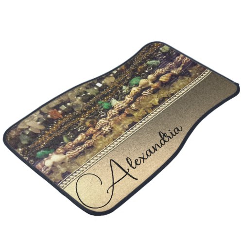 Stylish Stringed Beads Crystals and Shells   Car Floor Mat