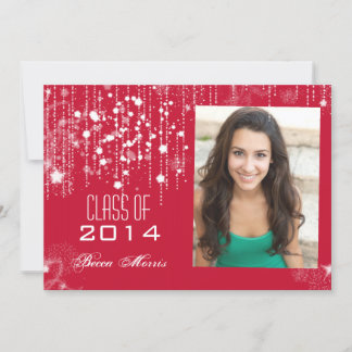 Stylish Strings of Light Red Photo Graduation 2014 Invitation