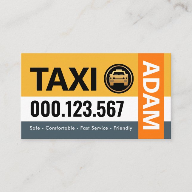 Stylish Stripe Layers Taxi Driving Business Card (Front)
