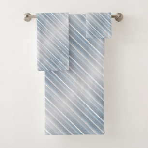 Stylish striped gray-blue  bath towel set