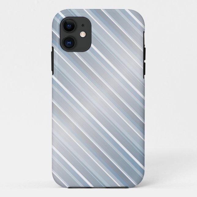 Stylish striped gray-blue Case-Mate iPhone case (Back)