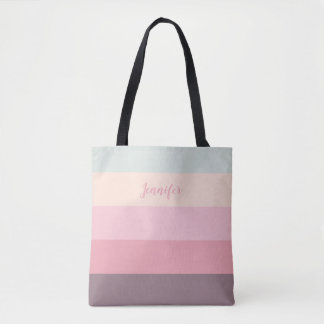 Stylish Striped Trendy Fun Ice Cream Colors Beach Tote Bag