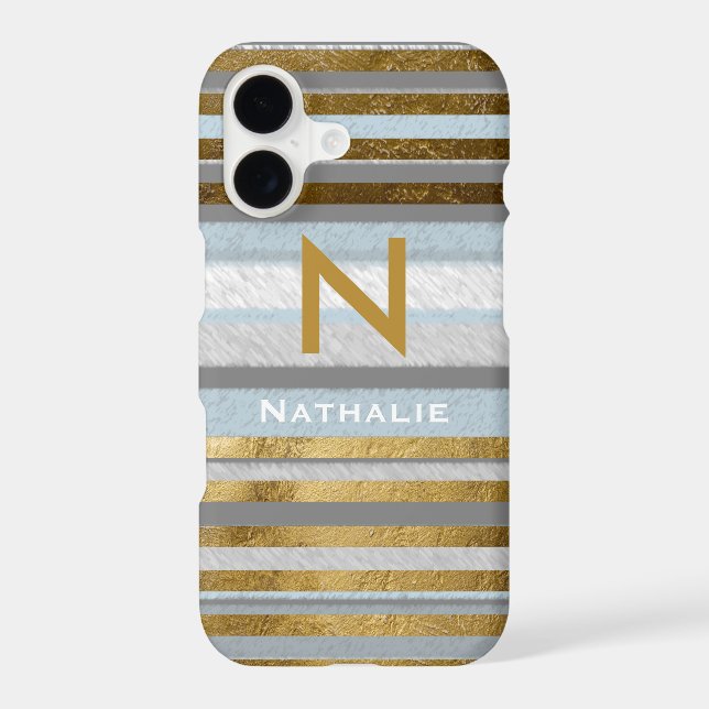 Stylish Stripes & Monogram  Case-Mate iPhone Case (Back)