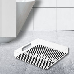 Stylish Stripes Net Layered Black & White Acrylic Tray