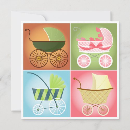 Stylish Strollers Baby Shower Personalized Invite