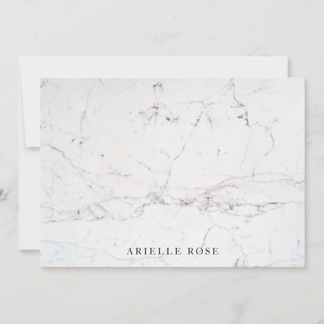 Stylish Subtle White Marble Note Card (Front)