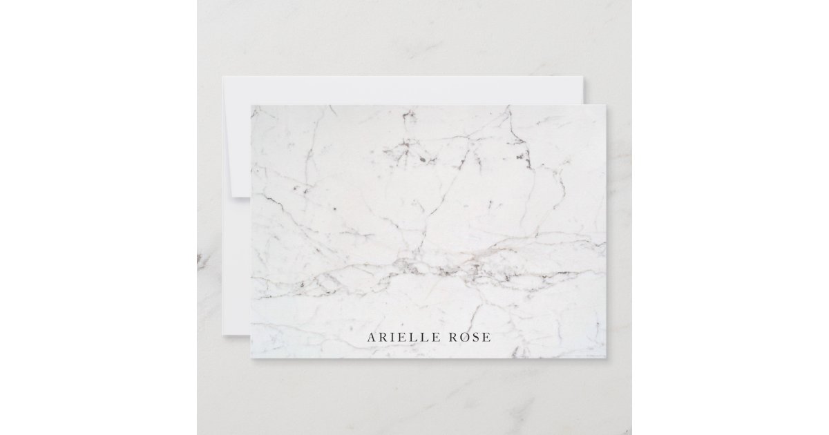 Stylish Subtle White Marble Note Card | Zazzle