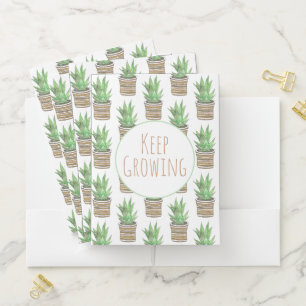 Stylish Succulent Keep Growing Encouraging Pocket Folder