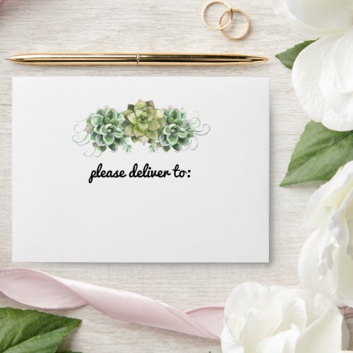 Stylish Succulent Wedding Envelope