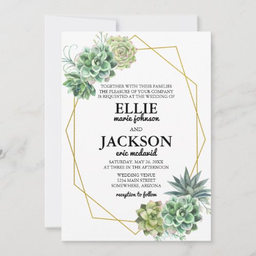 Stylish Succulent Wedding Invitation