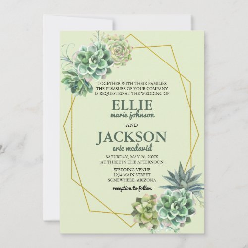 Stylish Succulent Wedding Invitation