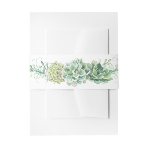 Stylish Succulent Wedding Invitation Belly Band