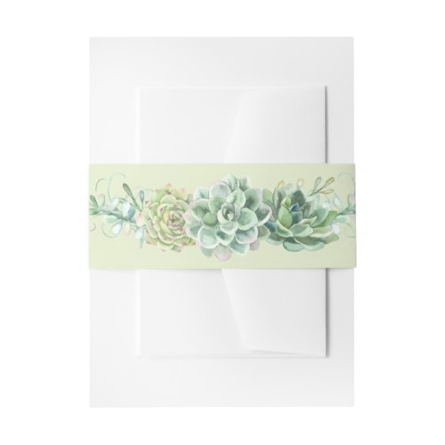 Stylish Succulent Wedding Invitation Belly Band