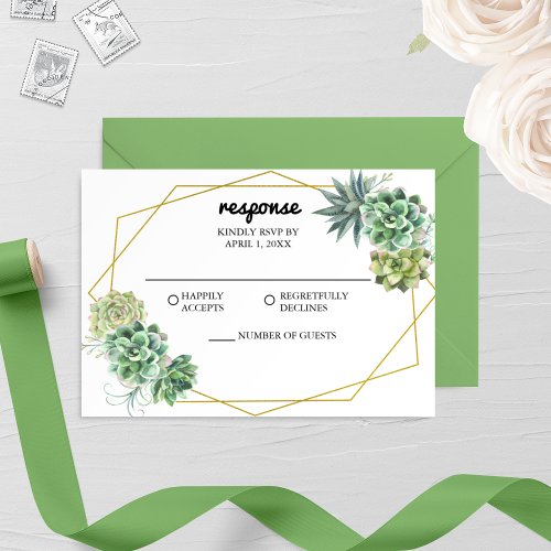 Stylish Succulent Wedding RSVP Card