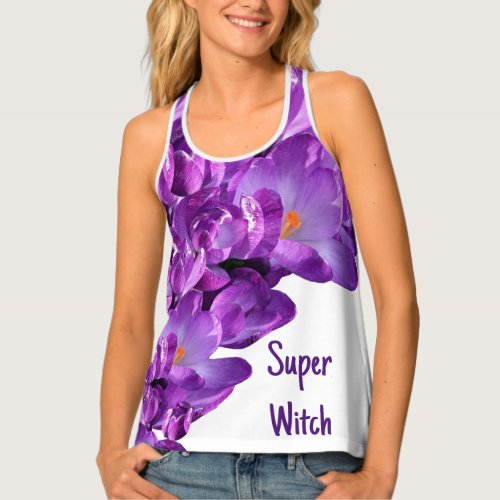Stylish summer beach fashion boho purple flowers   tank top
