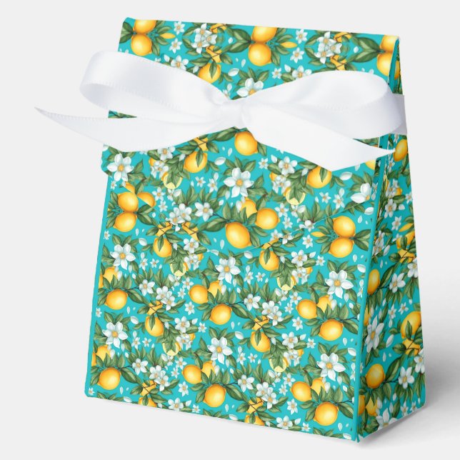 Stylish Summer Blue and Lemon Verbena  Favor Boxes (Front)
