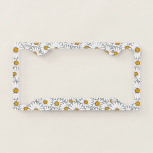 Stylish Summer Daisy Floral License Plate Frame