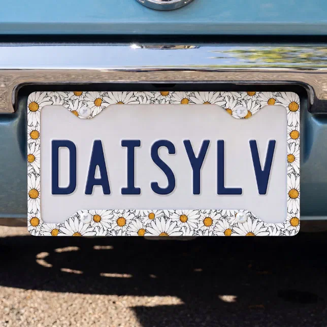 License Plate Frame Daisy Stylish Summer Daisy Floral License Plate Frame Zazzle