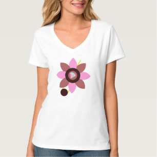 Stylish Summer Women's Pink Brown Flower Clothing T-Shirt