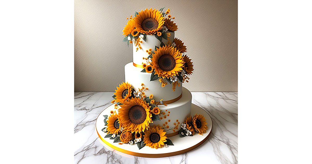 STYLISH SUNFLOWER DECORATED BIRTHDAY CAKE CARD | Zazzle