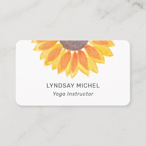 Stylish Sunflower Yoga Instructor Business Card