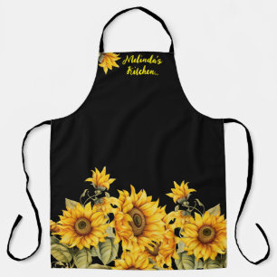Stylish Sunflowers & Personalized Name Apron