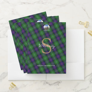 Stylish Sutherland Tartan Gold Monogram Name  Pocket Folder