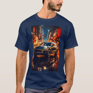 Stylish SUV Surrounded By Colorful Nighttime City  T-Shirt