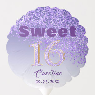 Stylish Sweet 16 Falling Purple Glitter Balloon