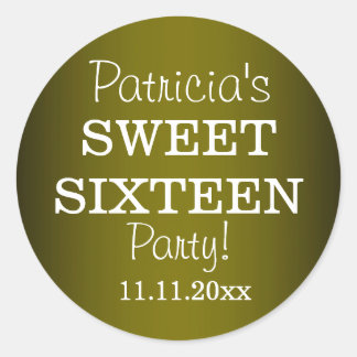 Stylish Sweet 16 Party Stickers : Metallic Green