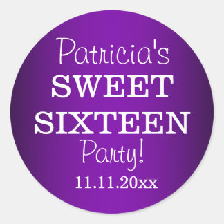 Stylish Sweet 16 Party Stickers : Metallic Purple