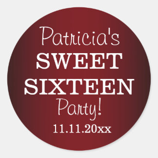Stylish Sweet 16 Party Stickers : Metallic Red