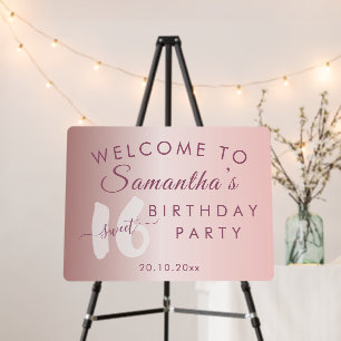 Stylish Sweet 16 Pink Metallic Birthday  Foam Board