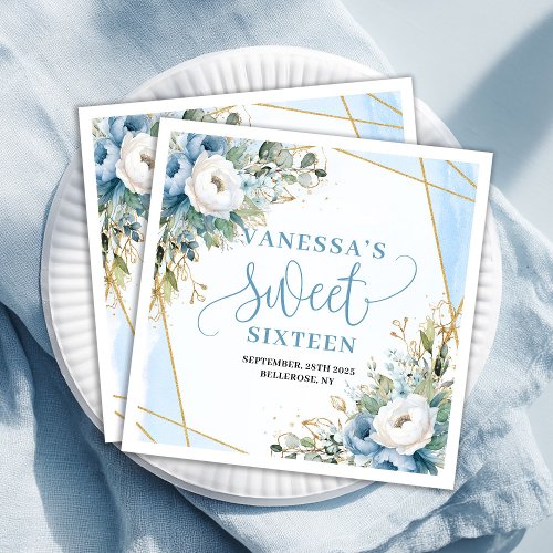 Stylish Sweet Sixteen Floral Greenery Party Napkin