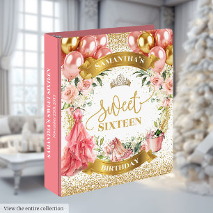 Stylish Sweet Sixteen Memory Album Pink Gold 3 Ring Binder