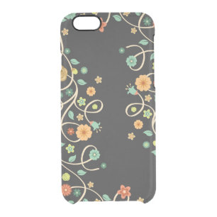 Stylish Swirl Floral Flowers - Dark Fashion Clear iPhone 6/6S Case