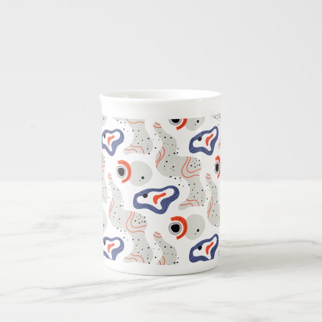 Stylish Swirls and Curbs Abstract Pattern Bone China Mug (Front)