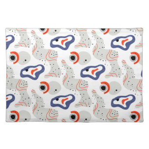 Stylish Swirls and Curbs Abstract Pattern Cloth Placemat