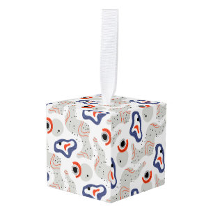 Stylish Swirls and Curbs Abstract Pattern Cube Ornament
