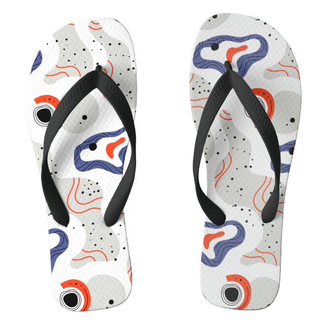Stylish Swirls and Curbs Abstract Pattern Flip Flops (Footbed)