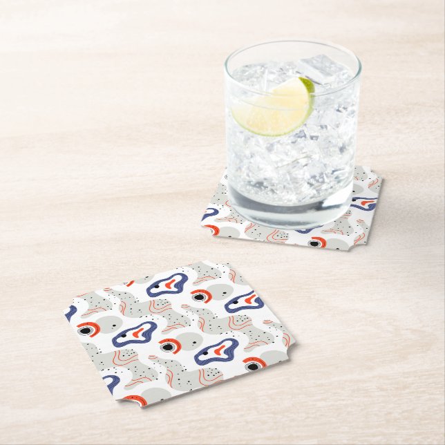 Stylish Swirls and Curbs Abstract Pattern Paper Coaster (Insitu)