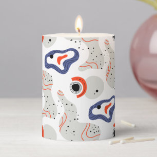 Stylish Swirls and Curbs Abstract Pattern Pillar Candle