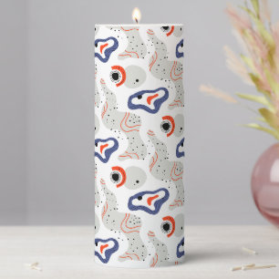 Stylish Swirls and Curbs Abstract Pattern Pillar Candle