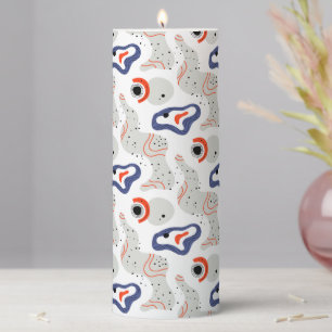 Stylish Swirls and Curbs Abstract Pattern Pillar Candle