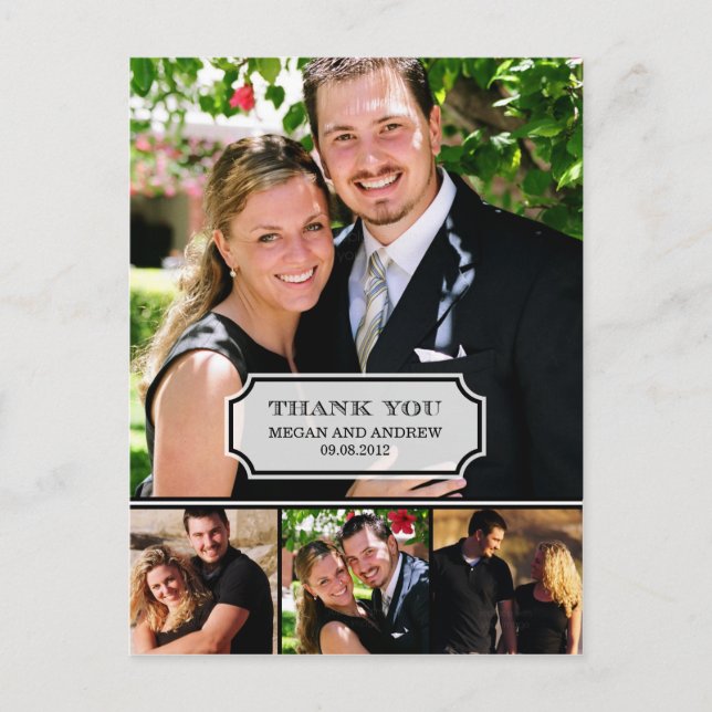 Stylish Tab Wedding Thank You Card (Front)